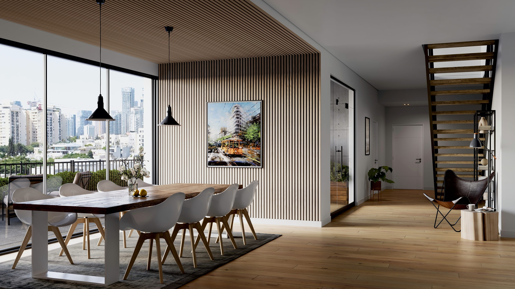ter Hürne Akustikpaneel SilentDesign 1-Side Collection Eiche Themse Fineline Natur-Geölt Weiß 3.000mm
