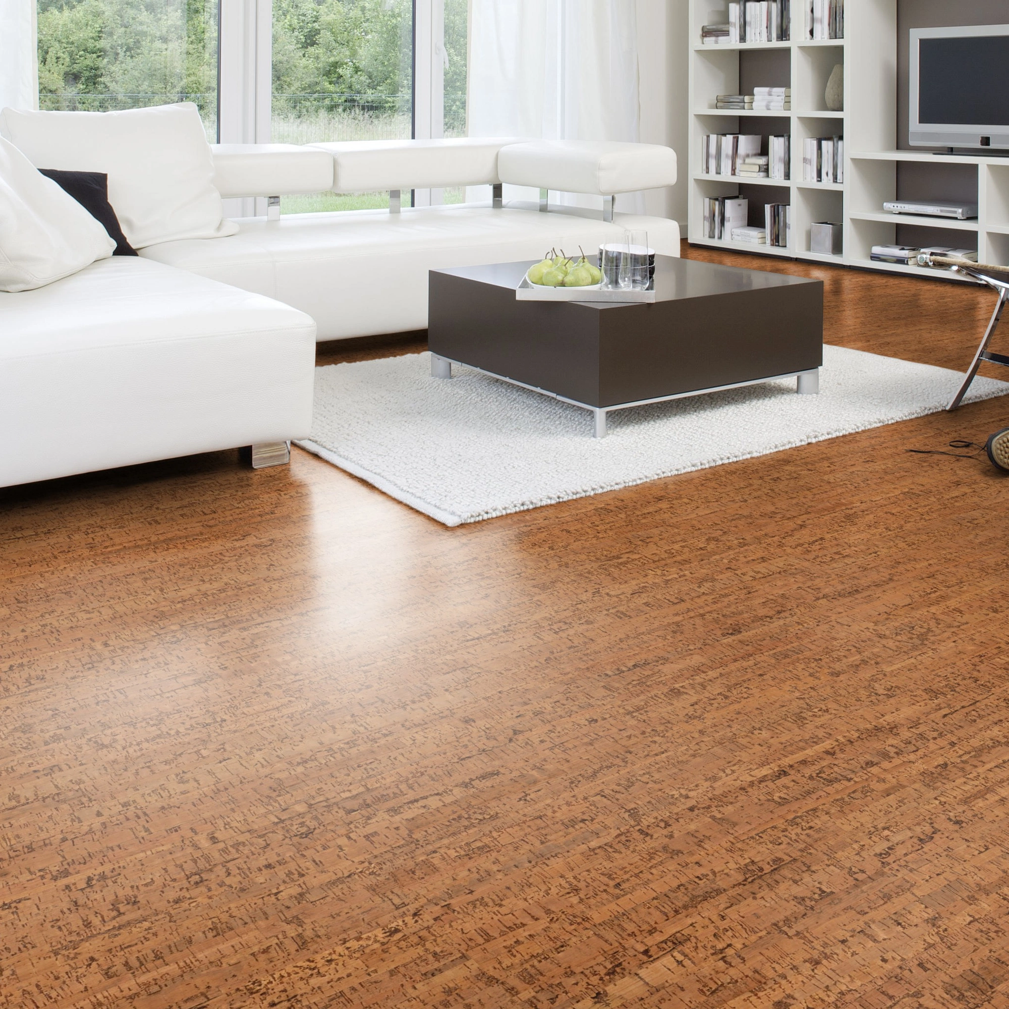 Milieubild Modernes Wohnzimmer mit Wohnlandschaft - Wicanders Wise HDF Klick-Korkboden cork Go Attraction Milieubild Modernes Wohnzimmer mit Wohnlandschaft - Wicanders Wise 80001640