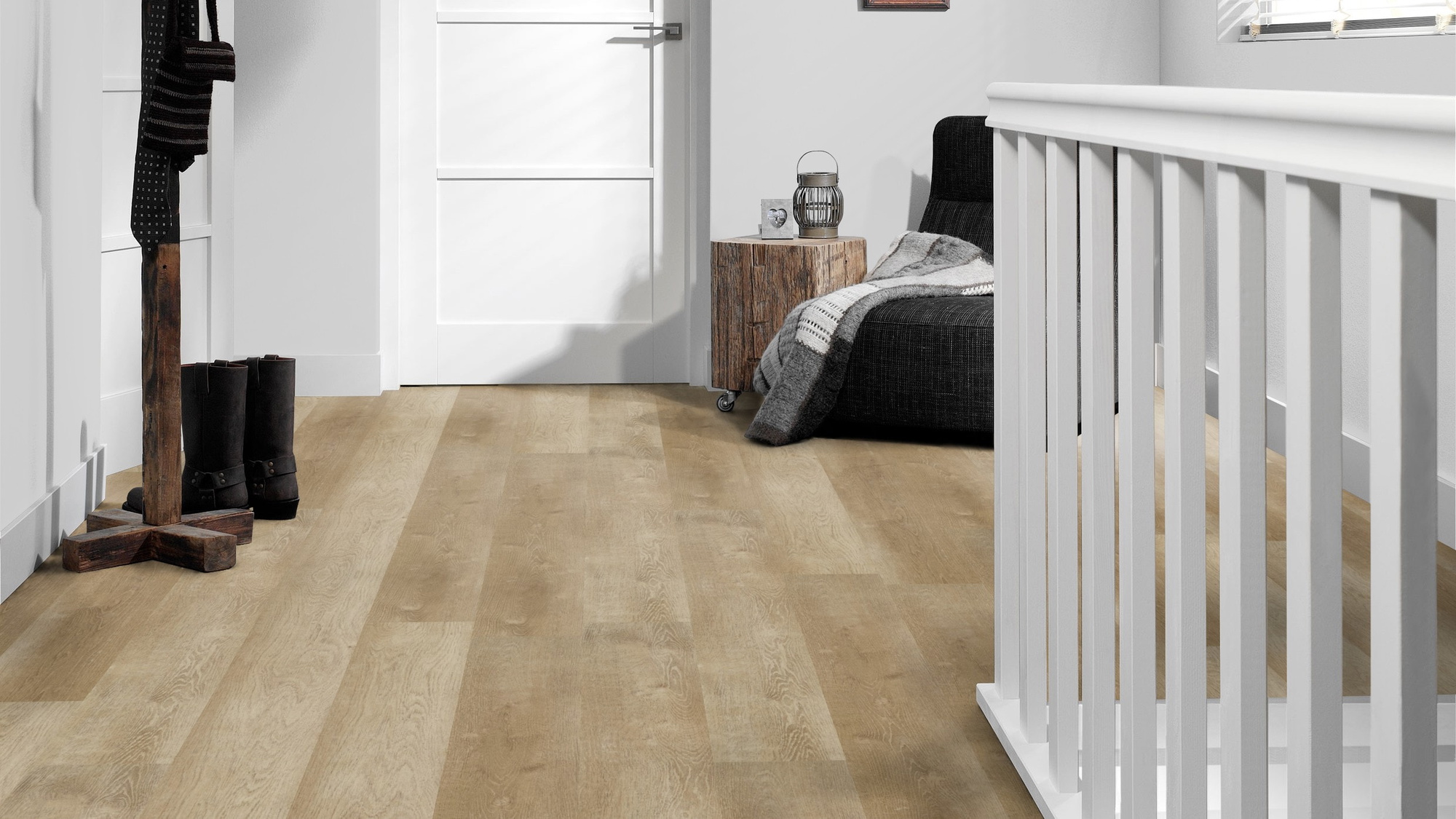 Milieubild Flur mit Treppenlauf - Forbo Flooring Klebe-Vinyl Enduro Dryback Wood Natural Warm Oak Milieubild Flur mit Treppenlauf - Forbo Flooring 217631