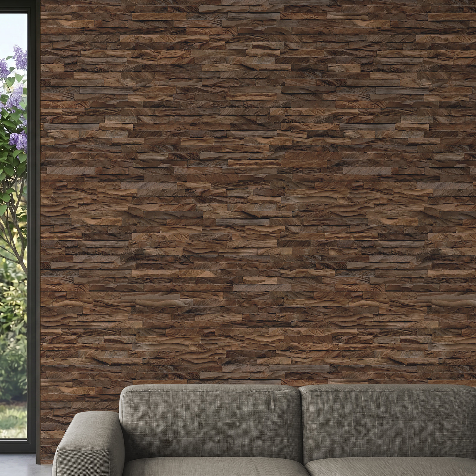 Perspektivische Ansicht - nexwall nature undefined Rimba Teak Prestige Vintage Brown Perspektivische Ansicht - nexwall nature NXWN-43020-003
