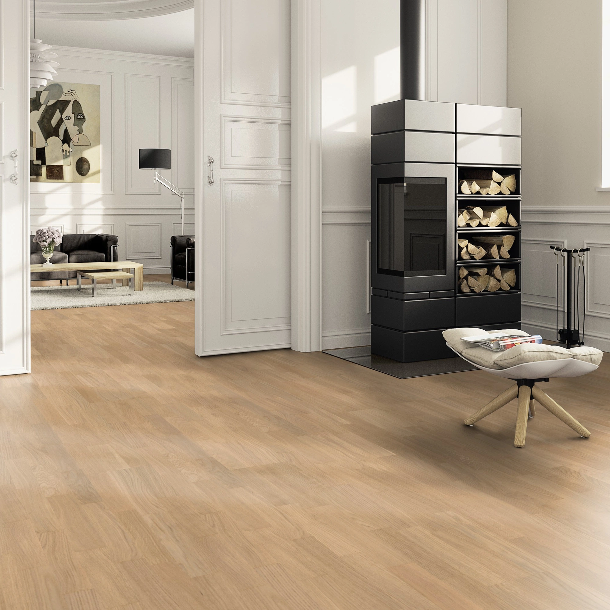 Milieubild Wohnzimmer im Landhaus-Stil mit Kamin - ter Hürne Parkett Tailored Collection Eiche Elbling Milieubild Wohnzimmer im Landhaus-Stil mit Kamin - ter Hürne 1101312496