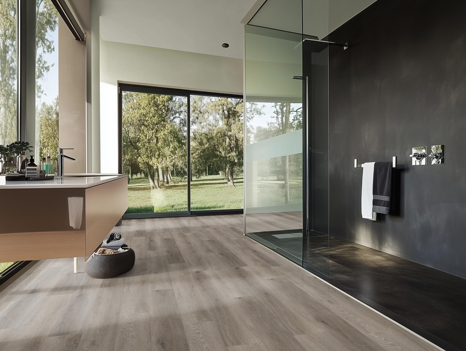 Milieubild Modernes Badezimmer mit bodentiefer Dusche - nexflor NXF-20030-003