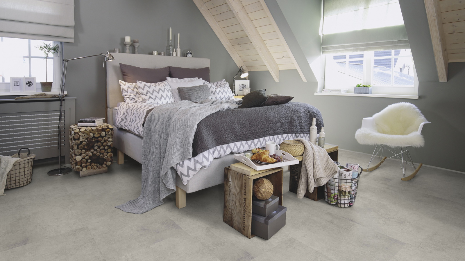 Milieubild Schlafzimmer im modernen Dachgeschoss - wineo PL15407SXL