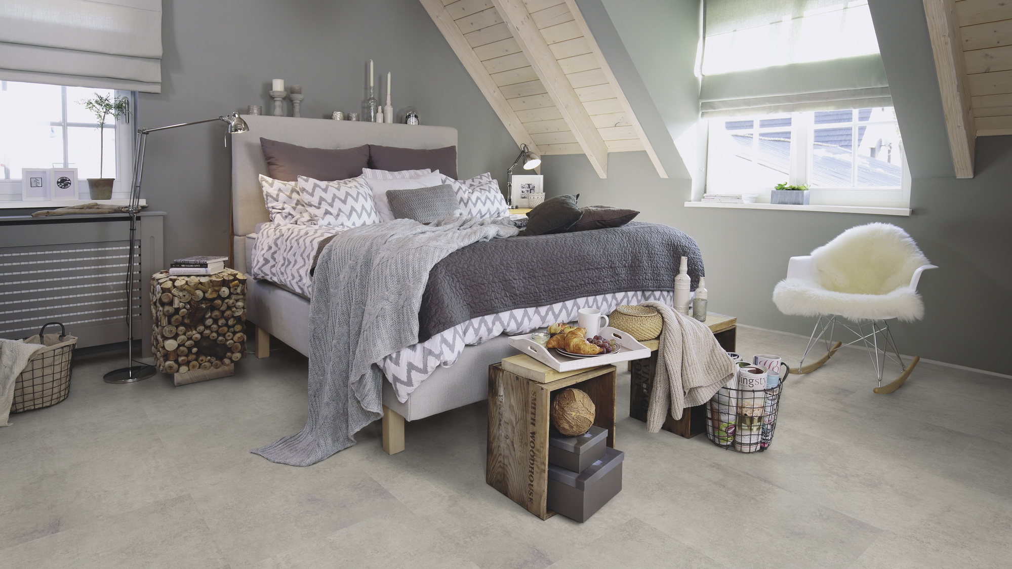 Milieubild Schlafzimmer im modernen Dachgeschoss - wineo PL15407SXL