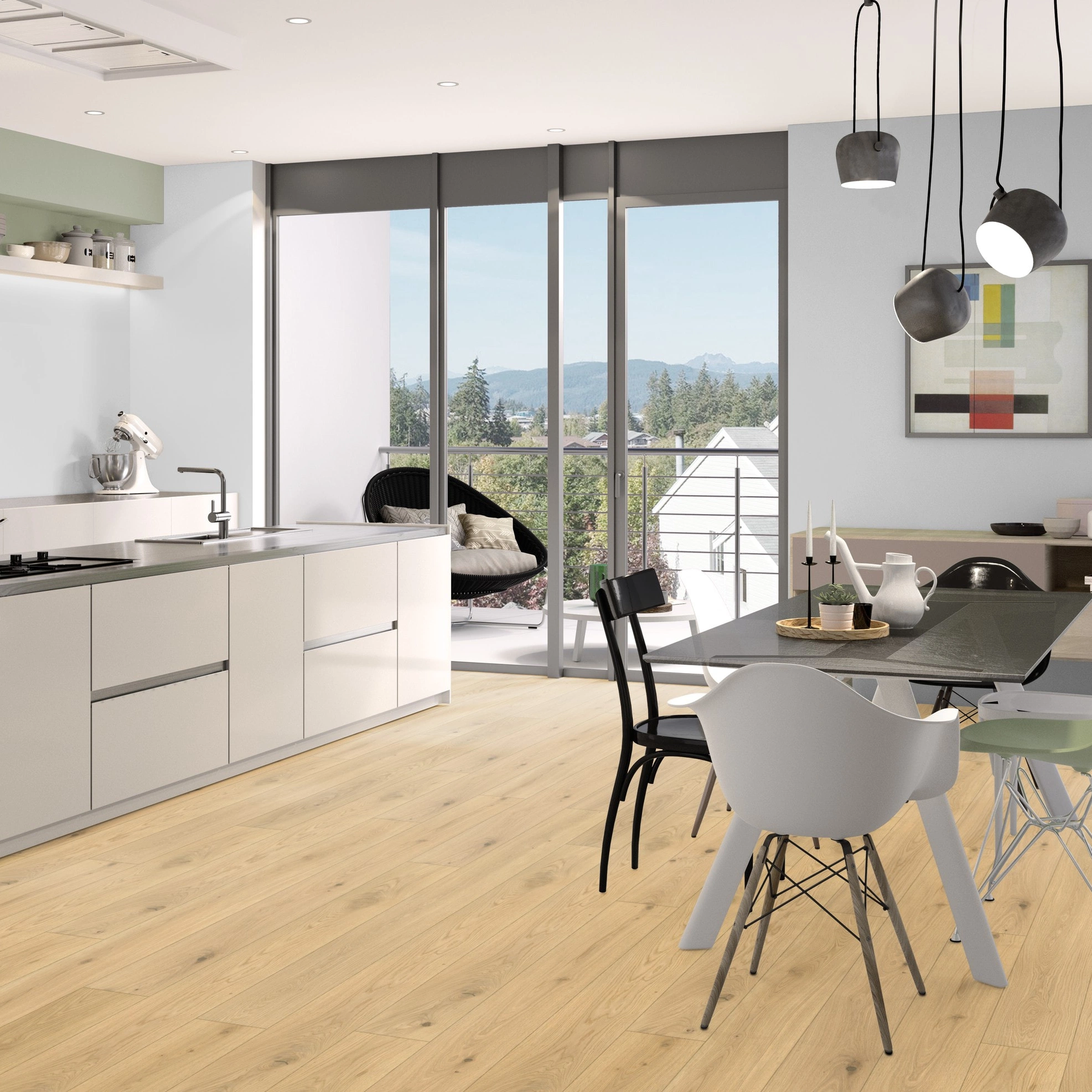 Milieubild Moderne Küche mit Balkon - Admonter Parkett FLOORs Eiche natura Milieubild Moderne Küche mit Balkon - Admonter 115774