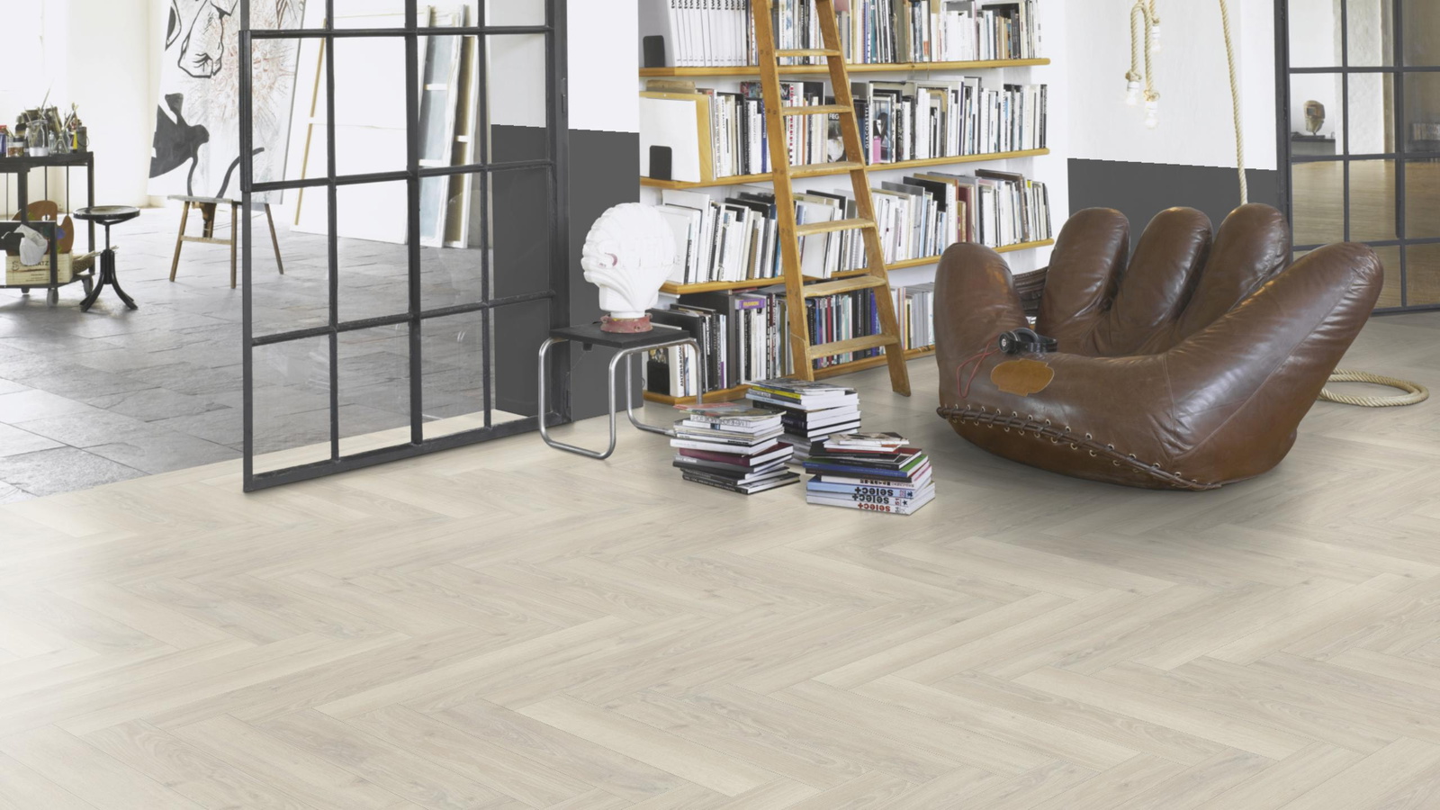 Parador Laminat Trendtime 3 Eiche Skyline weiß Naturmattstruktur mit Synchronstruktur