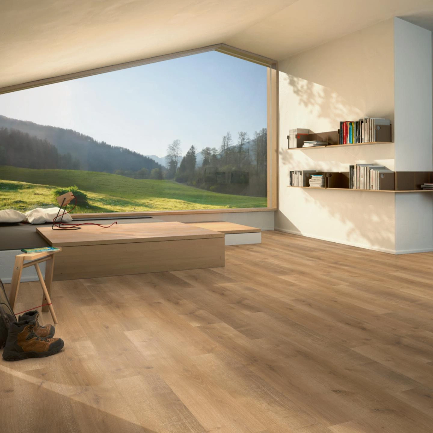 Milieubild Moderne Hütte mit Blick in die Natur - Parador Laminat Basic 400 Eiche Monterey leicht geweißt Milieubild Moderne Hütte mit Blick in die Natur - Parador 1744350