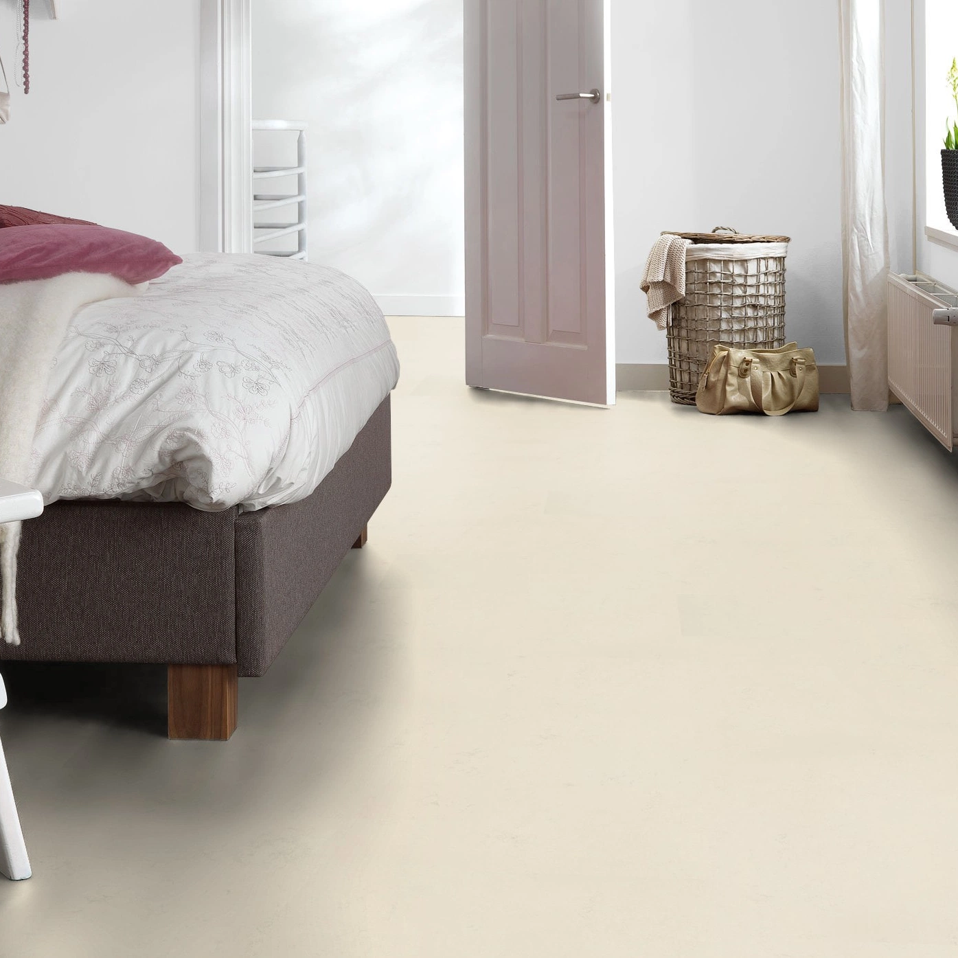 Milieubild Schlafzimmer mit Hocker - Forbo Flooring Marmoleum Click Moon Milieubild Schlafzimmer mit Hocker - Forbo Flooring 176470