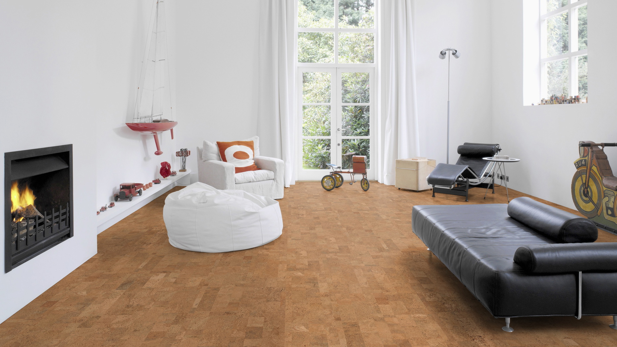 Milieubild Altbau-Wohnzimmer mit Kamin - Wicanders Wise HDF Klick-Korkboden cork Essence Originals Harmony Milieubild Altbau-Wohnzimmer mit Kamin - Wicanders Wise 80002236