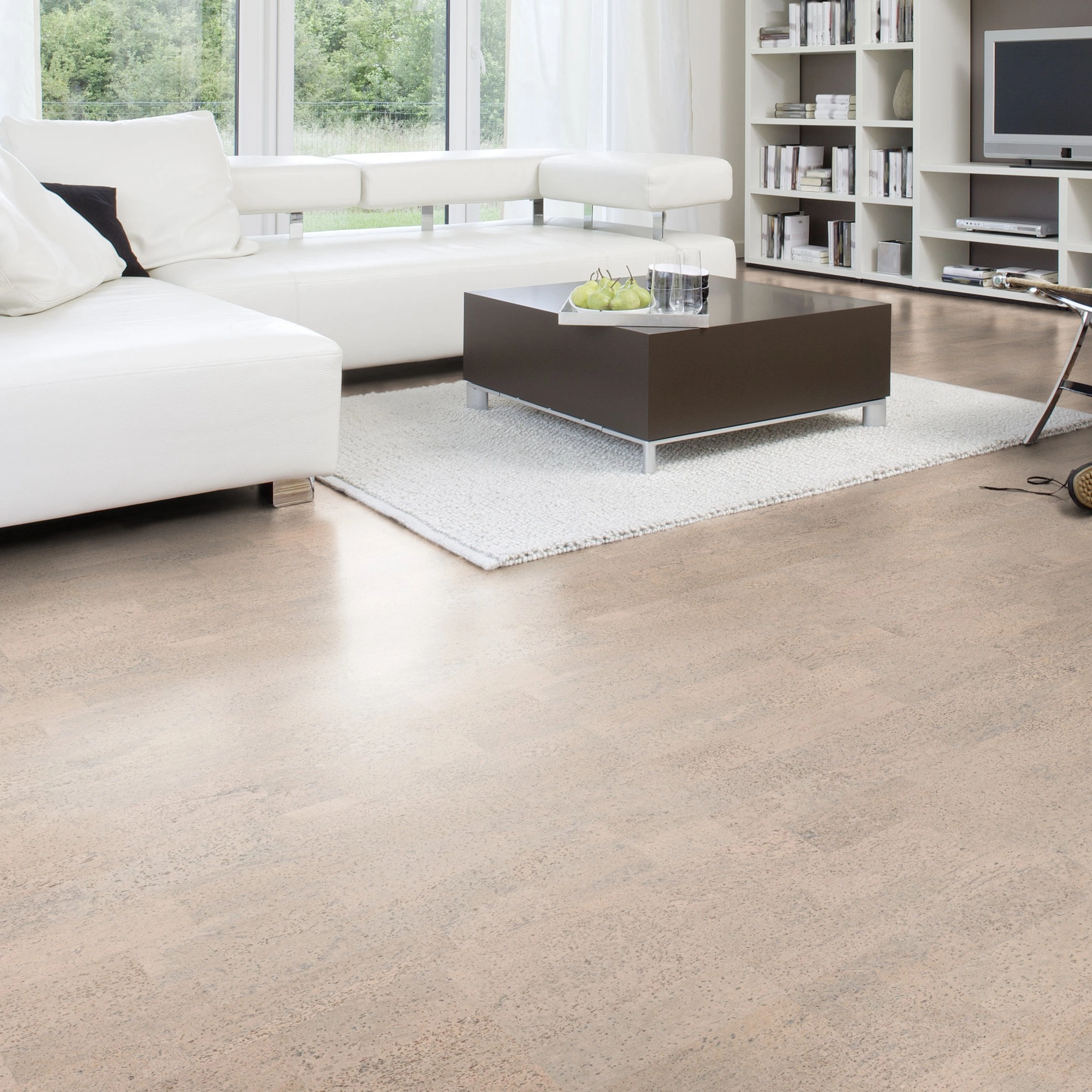 Milieubild Modernes Wohnzimmer mit Wohnlandschaft - Wicanders Wise HDF Klick-Korkboden cork Essence Identity Timide Milieubild Modernes Wohnzimmer mit Wohnlandschaft - Wicanders Wise 80001651