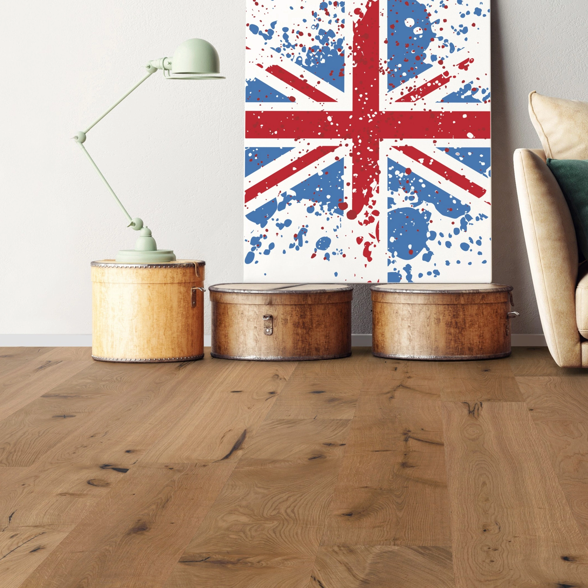 Milieubild Wohnzimmer mit Sofa - bodentiefe Perspektive - Bennett & Jones Parkett Britain's Finest Oak No. 24 Glasgow Milieubild Wohnzimmer mit Sofa - bodentiefe Perspektive - Bennett & Jones 1148010112