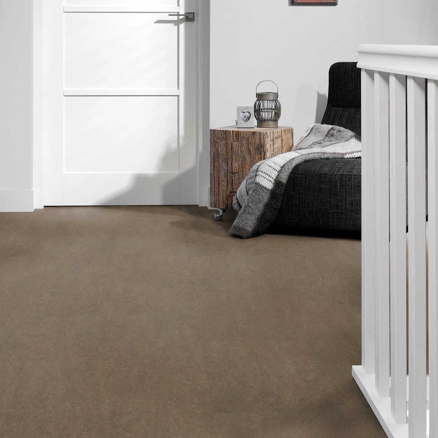 Milieubild Flur mit Treppenlauf - Forbo Flooring Marmoleum Modular Neutral Clay Milieubild Flur mit Treppenlauf - Forbo Flooring 255285
