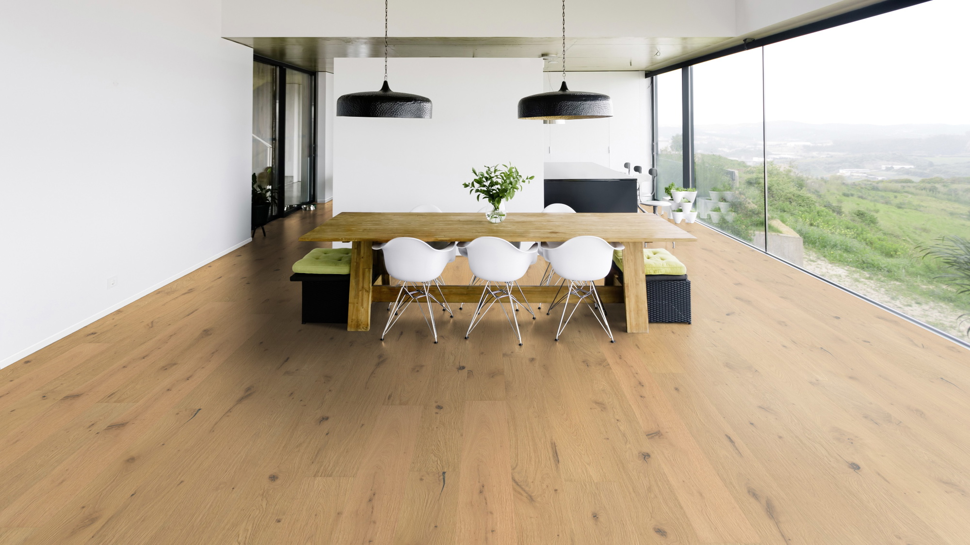 Bennett & Jones Parkett Shire Landscapes Oak No.32 South Downs 292 Intense Gebürstete Struktur Natur-Geölt Weiß