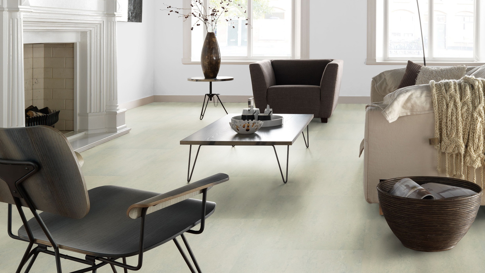 Forbo Flooring Linoleum Marmoleum Modular Neutral Silver Shadow t3860