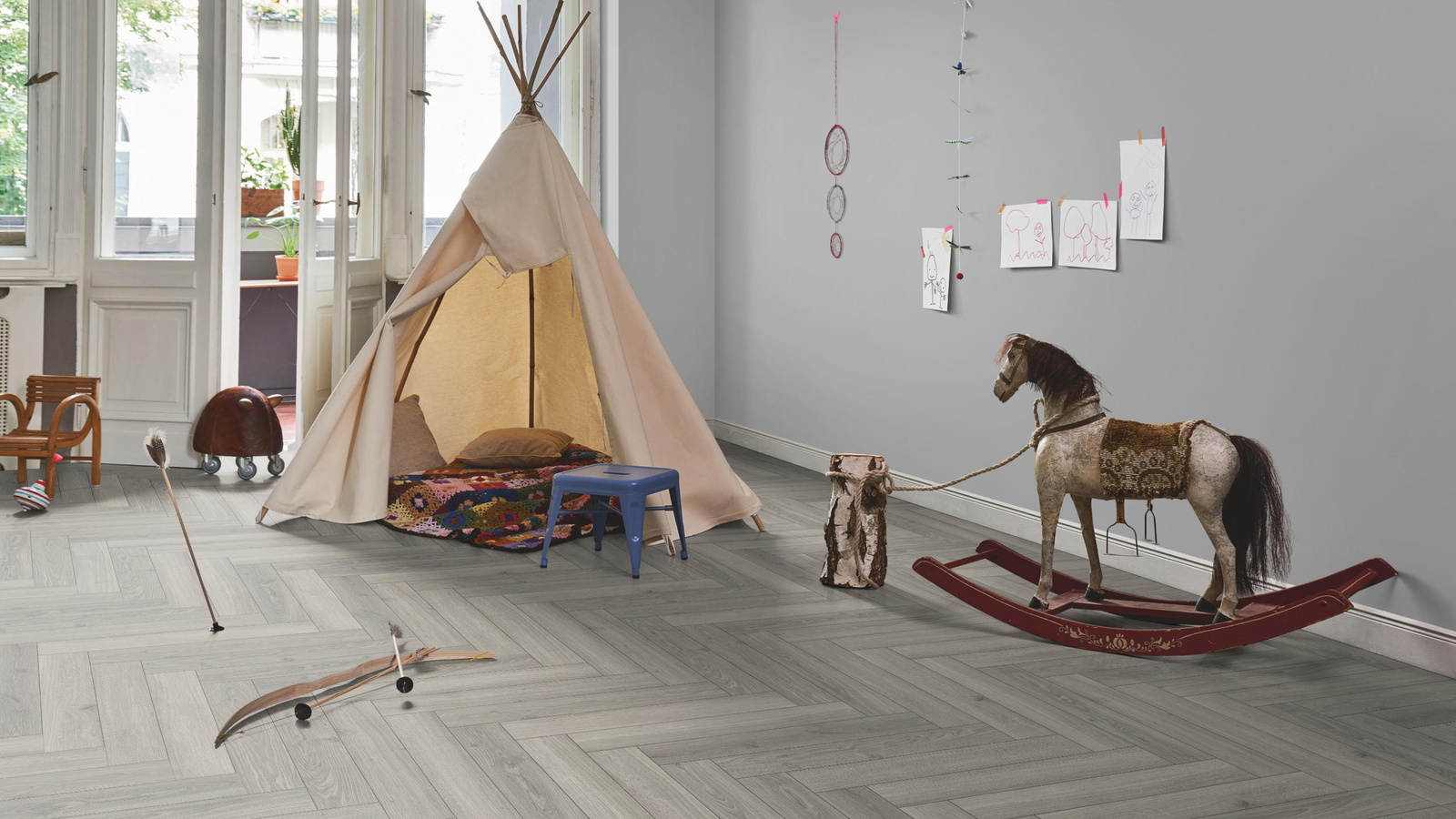 Parador Laminat Trendtime 3 Eiche Studioline lichtgrau Naturmattstruktur mit Synchronstruktur